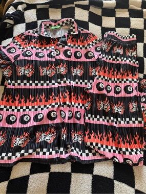 Women’s Pink & Black Flame Print Set